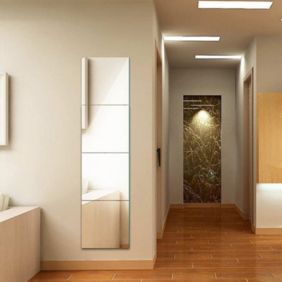Set of 4 Square Frameless Wall Mirror Tiles 300 x 300 mm