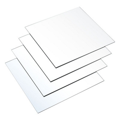 Set of 4 Square Frameless Wall Mirror Tiles 300 x 300 mm
