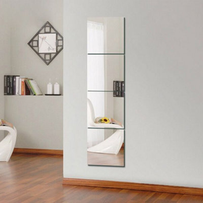 Set of 4 Square Frameless Wall Mirror Tiles 400 x 400 mm