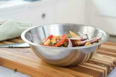 Set Of 4 Stainless Steel Deep Mixing Bowl Kitchen Cooking Salad Fruit Serving 18cm