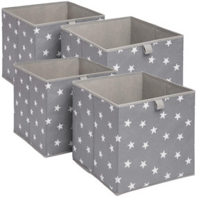 Set of 4 Star Storage Boxes Foldable Collapsible Square Fabric Cube Box