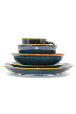 Set of 4 Stavanger 21cm Blue Reactive Glaze Ceramic Pasta Bowls