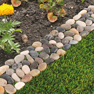 Set of 4 Stone Border Edging Panels, Real Pebbles, Easy to Lay ...