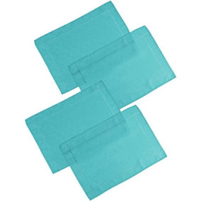 Set Of 4 Teal Polyester Placemats Dining Table Mats Wedding Hotel Linen Dinner Party