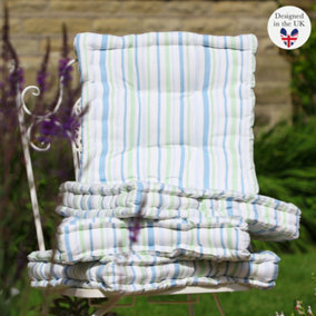 Set of 4 Tenby Stripe Box Garden Cushion Seat Pads 40cm L x 40cm W