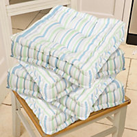Set of 4 Tenby Stripe Box Indoor Dining Chair Seat Pad Cushions