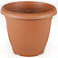 Set Of 4 Terracotta Round Plastic Plant Pot Garden Patio Flower Planter Tub And Saucer Tray V507 31cm 8.8 Litre