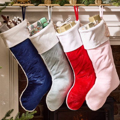 Set of 4 Traditional Mix-Match Berkeley Velvet Xmas Gift Decoration Christmas Stocking