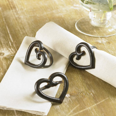 Set of 4 Traditional Rustic Country Style Cast Iron Napkin Rings Dining ...