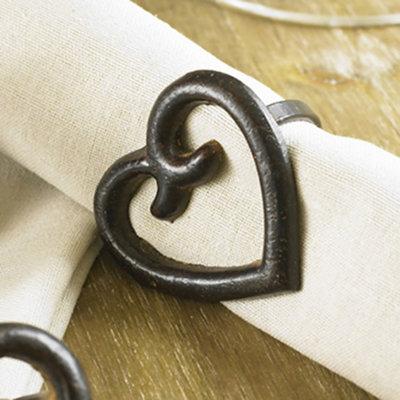 Set of 4 Traditional Rustic Country Style Cast Iron Napkin Rings Dining ...
