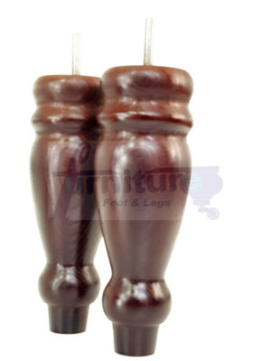 Set Of 4 Turned Furniture Legs Replacement Sofa Feet 200mm Hight M8 Thread: Antique Mahogany
