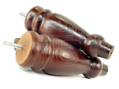 Set Of 4 Turned Furniture Legs Replacement Sofa Feet 200mm Hight M8 Thread: Antique Mahogany