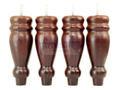 Set Of 4 Turned Furniture Legs Replacement Sofa Feet 200mm Hight M8 Thread: Antique Mahogany
