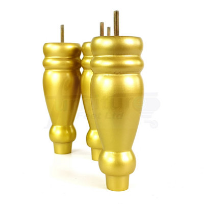 Set Of 4 Turned Furniture Legs Replacement Sofa Feet 200mm Hight M8 Thread: Gold