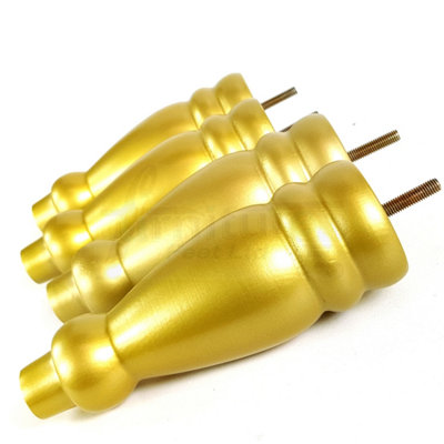 Set Of 4 Turned Furniture Legs Replacement Sofa Feet 200mm Hight M8 Thread: Gold