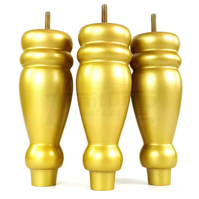 Set Of 4 Turned Furniture Legs Replacement Sofa Feet 200mm Hight M8 Thread: Gold