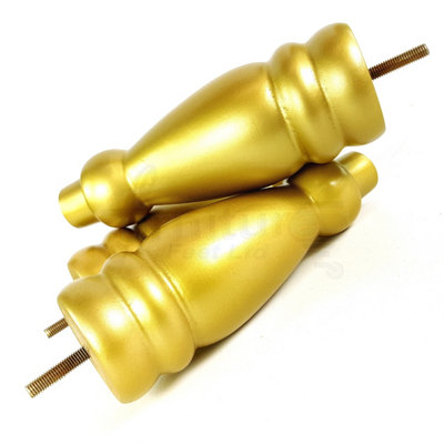 Set Of 4 Turned Furniture Legs Replacement Sofa Feet 200mm Hight M8 Thread: Gold