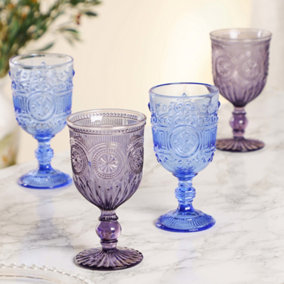 Set of 4 Vintage Alfresco Drinking Wine Glass Goblets Wedding Decorations Ideas