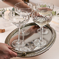 Set of 4 Vintage Celebration Drinking Champagne Glass Saucer