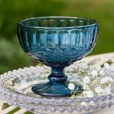 Set of 4 Vintage Coloured Glass Trifle Bowl and Dessert Bowls