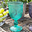 Set of 4 Vintage Embossed Purple & Turquoise Drinking Wine Glass Goblets