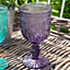 Set of 4 Vintage Embossed Purple & Turquoise Drinking Wine Glass Goblets