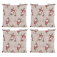 Set of 4 Vintage Floral Indoor Furniture Dining Chair, Sofa, Bench Seat Pads