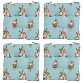 Set of 4 Vintage Flowers Indoor Furniture Dining Chair, Sofa Box Mattress Cushion Seat Pads