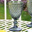 Set of 4 Vintage Grey Diamond Embossed Drinking Wine Glass Goblets