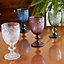 Set of 4 Vintage Mix Match Pink, Blue, Clear & Green Drinking Wine Glass Goblets