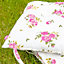 Set of 4 Vintage Style Pink Floral Summer Outdoor Garden Furniture Seat Pad Cushions