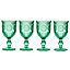 Set of 4 Vintage Turquoise Embossed Drinking Wine Glass Goblets