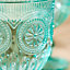 Set of 4 Vintage Turquoise Embossed Drinking Wine Glass Goblets
