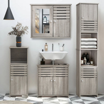 Set of 4 Waterproof Bathroom Furniture Free Standing Under Sink Storage ...