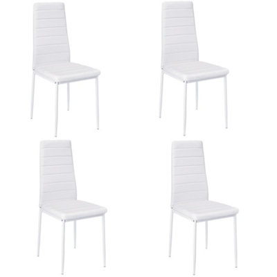 Set of 4 White Dining Chairs PU Leather Accent Chair Kitchen Chair Set for Dining Room