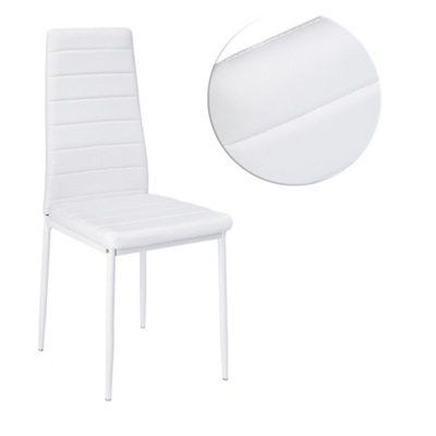 Set of 4 White Dining Chairs PU Leather Accent Chair Kitchen Chair Set for Dining Room