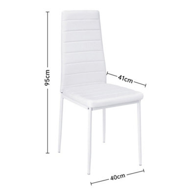 Set of 4 White Dining Chairs PU Leather Accent Chair Kitchen Chair Set for Dining Room
