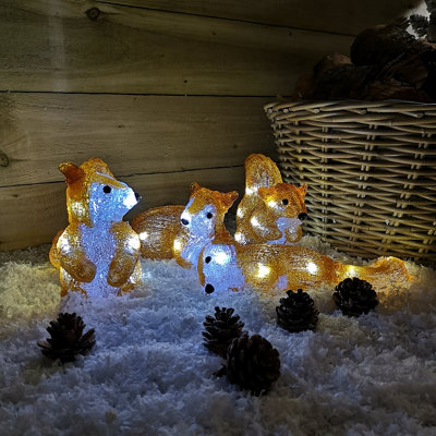 Set Of 4 White LED Acrylic Squirrels Outdoor Christmas Decoration Light Up  Garden Ornament | DIY at B&Q