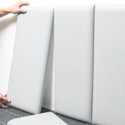 Set of 4 White Padded Wall Panels (60x25cm)- Peel and Stick Anti-Collision 3D Upholstered wall panels - Self Adhesive Wall Cushion - 9