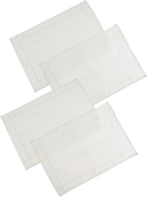 Set Of 4 White Polyester Placemats Dining Table Mats Wedding Hotel Linen Dinner Party