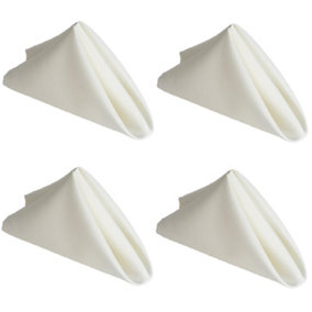 Set Of 4 White Polyester Square Napkins Table Cloth Wedding Hotel Linen Dinner Party