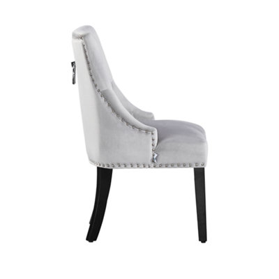 Set of 4 Windsor Knocker Back Dining Chairs Velvet Dining Room Chair, Light Grey