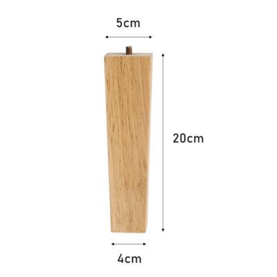 Set of 4 Wood Color Square Solid Wood Furniture Legs Table Legs for DIY Coffee Table Chair Bench Sofa H 20cm