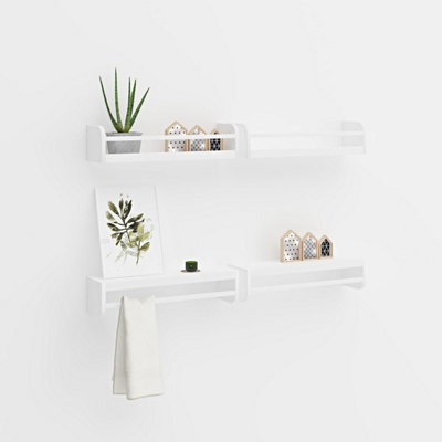 fuqing 36 Inch White Floating Shelves for Wall, Solid Wood
