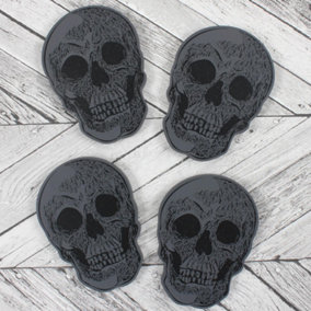 Set of 4 Wooden Skull Halloween Drink Coasters