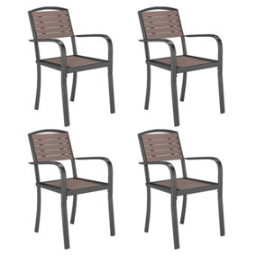 Set of 4 WPC Outdoor Garden Chairs Patio Dining Armchairs Brown 89 cm
