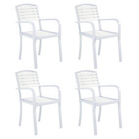 Set of 4 WPC Outdoor Garden Chairs Patio Dining Armchairs White 89 cm
