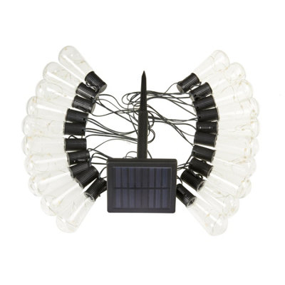 Set of 40 Solar Powered Deco Bulb String Lights - 10 Lumen Outdoor Garden Festoon Fairy Lighting with Warm White LEDs - 18.4m