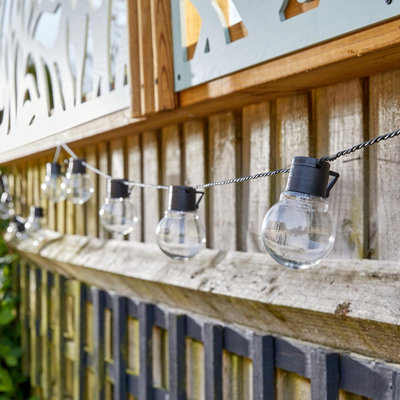 Set of 40 Solar Powered Glow Bulb String Lights - 10 Lumen Outdoor Garden Festoon Fairy Lighting with Warm White LEDs - 18.4m