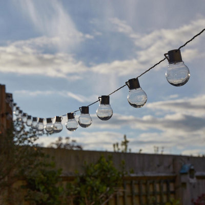 Set of 40 Solar Powered Glow Bulb String Lights - 10 Lumen Outdoor Garden Festoon Fairy Lighting with Warm White LEDs - 18.4m